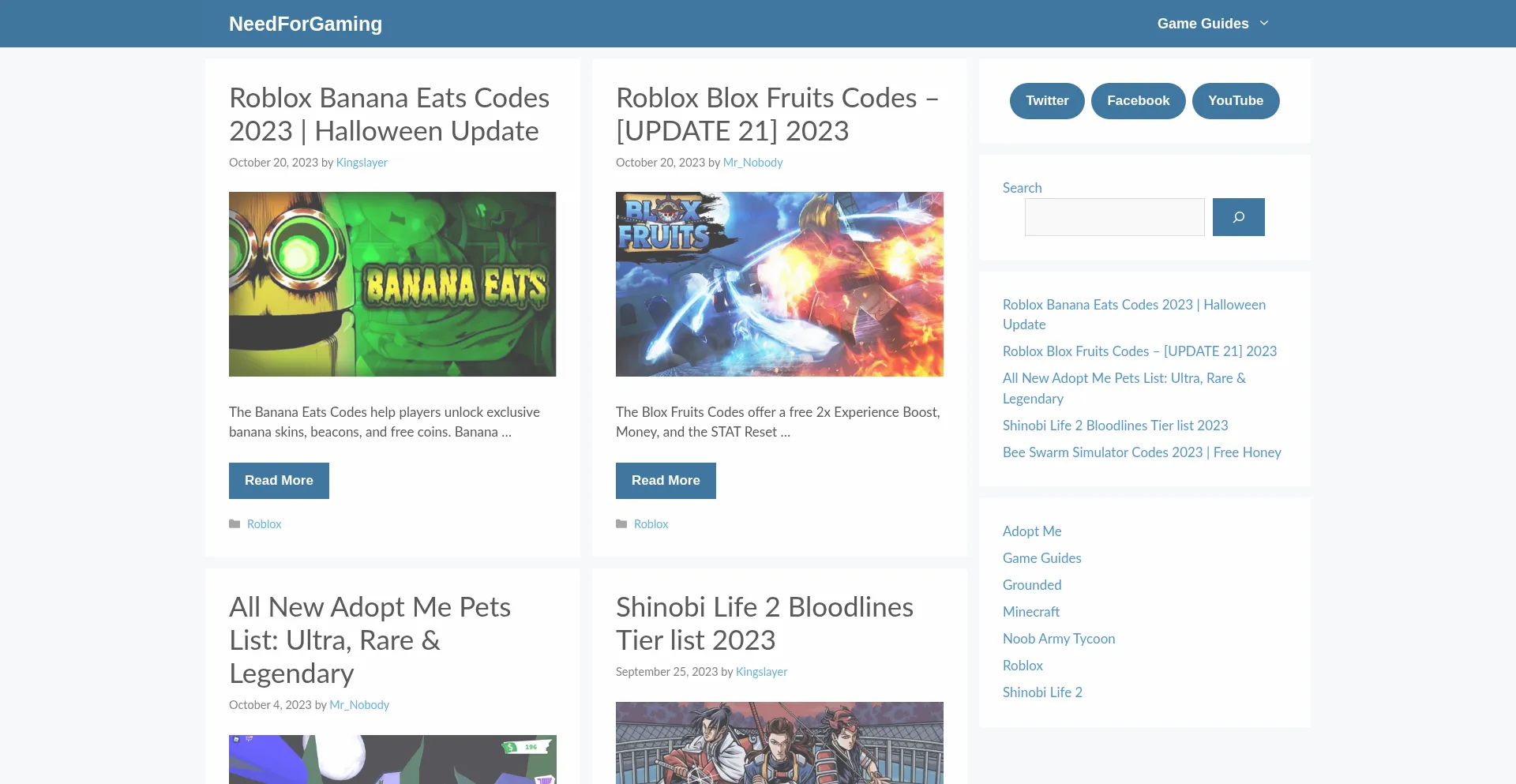 Website screenshot of Needforgaming.com