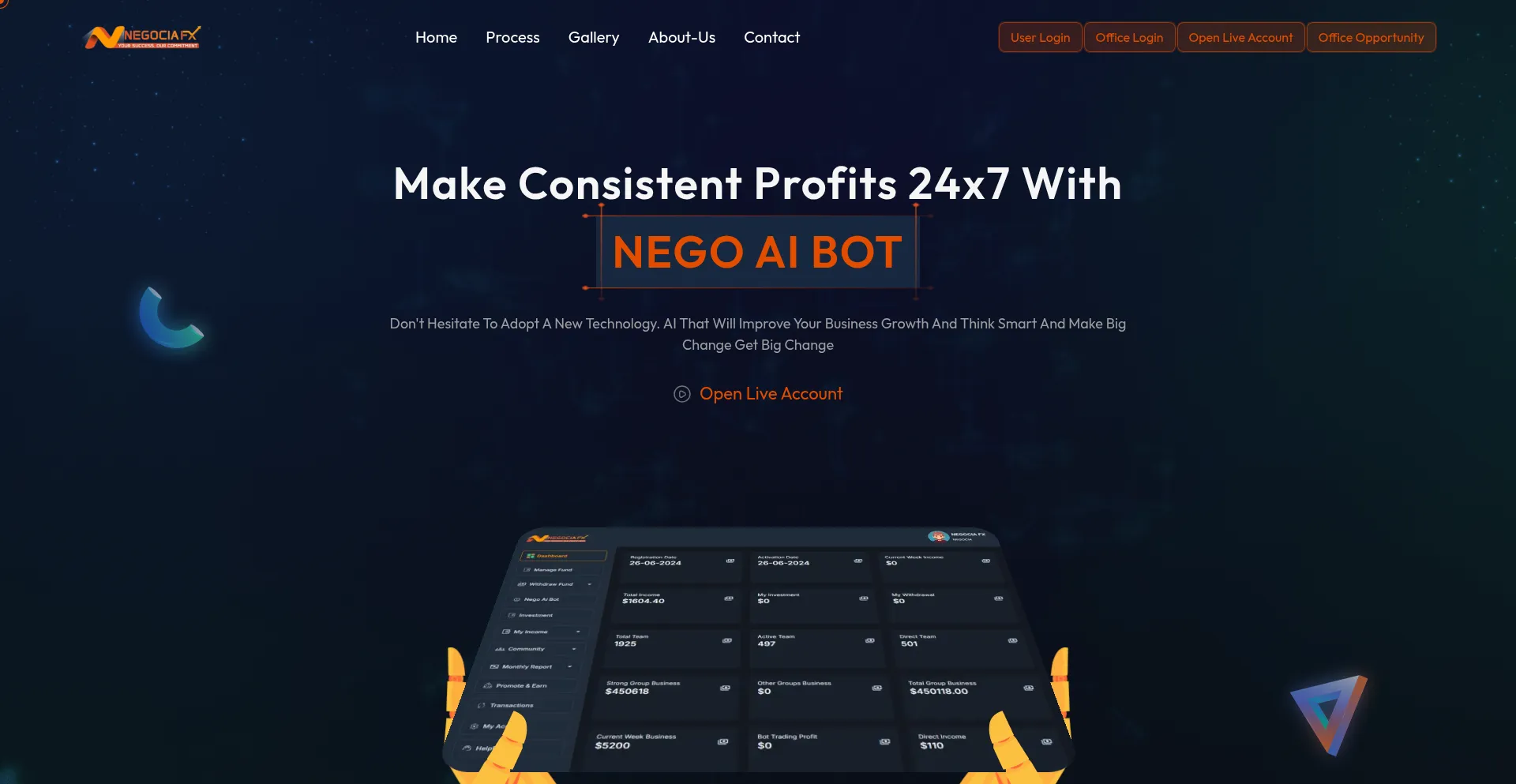Website screenshot of Negociafx.com