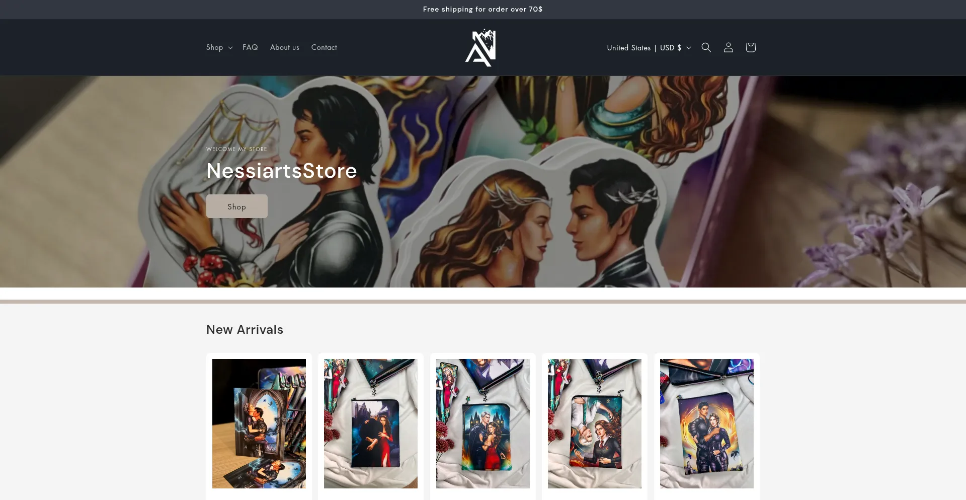 Website screenshot of Nessiarts.com