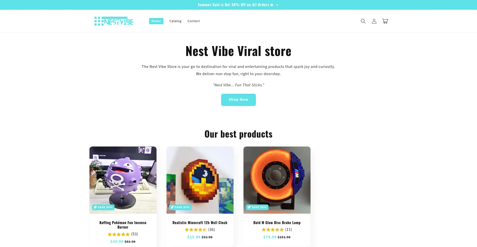 Website screenshot of Nestvibe.store