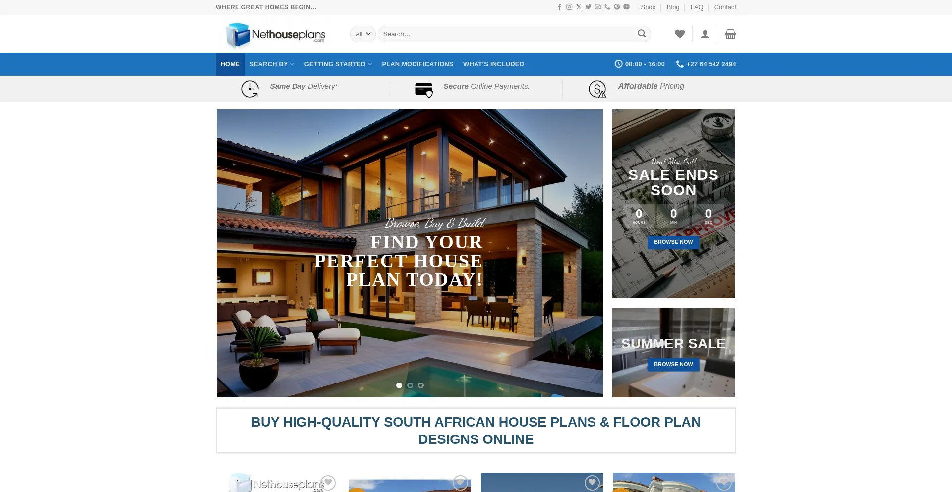 Website screenshot of Nethouseplans.com