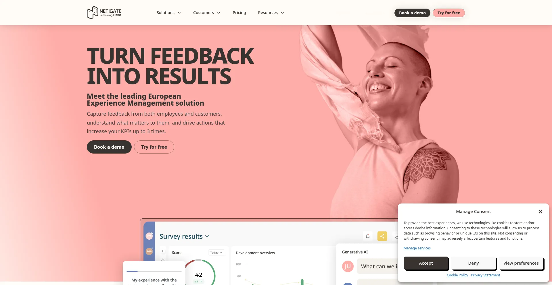 Website screenshot of Netigate.se