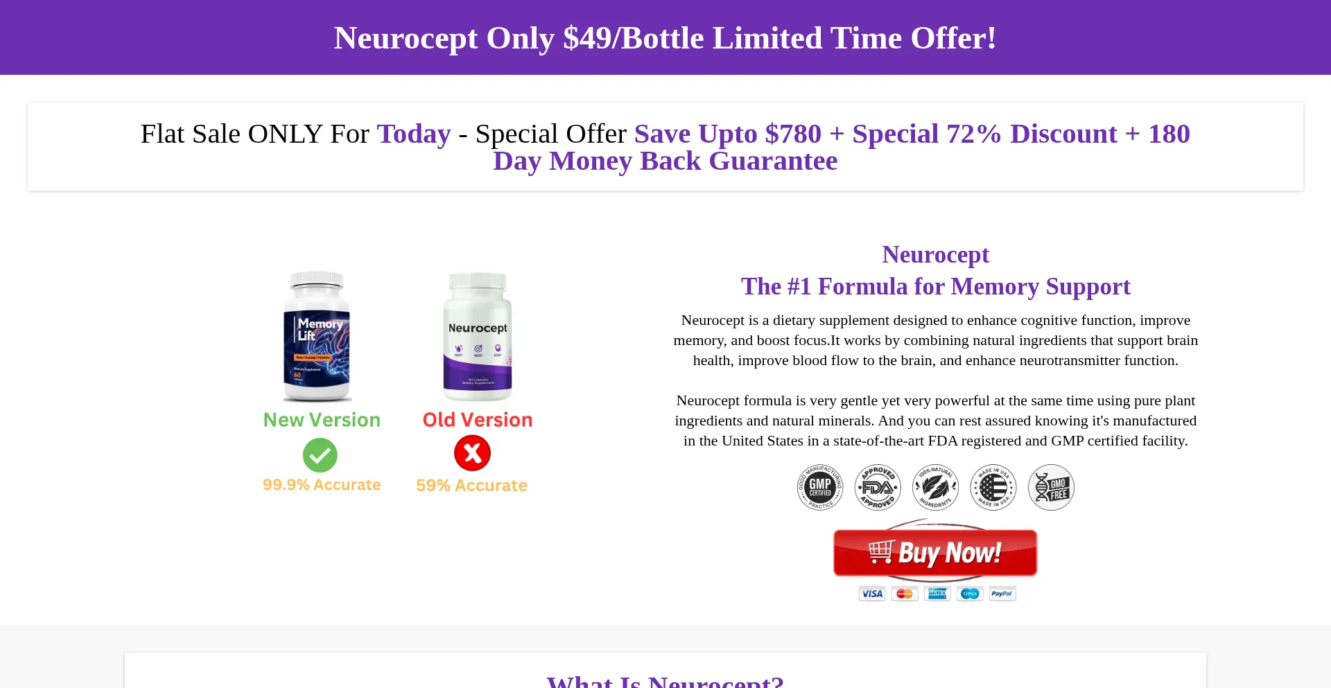 Website screenshot of Neurocept.us