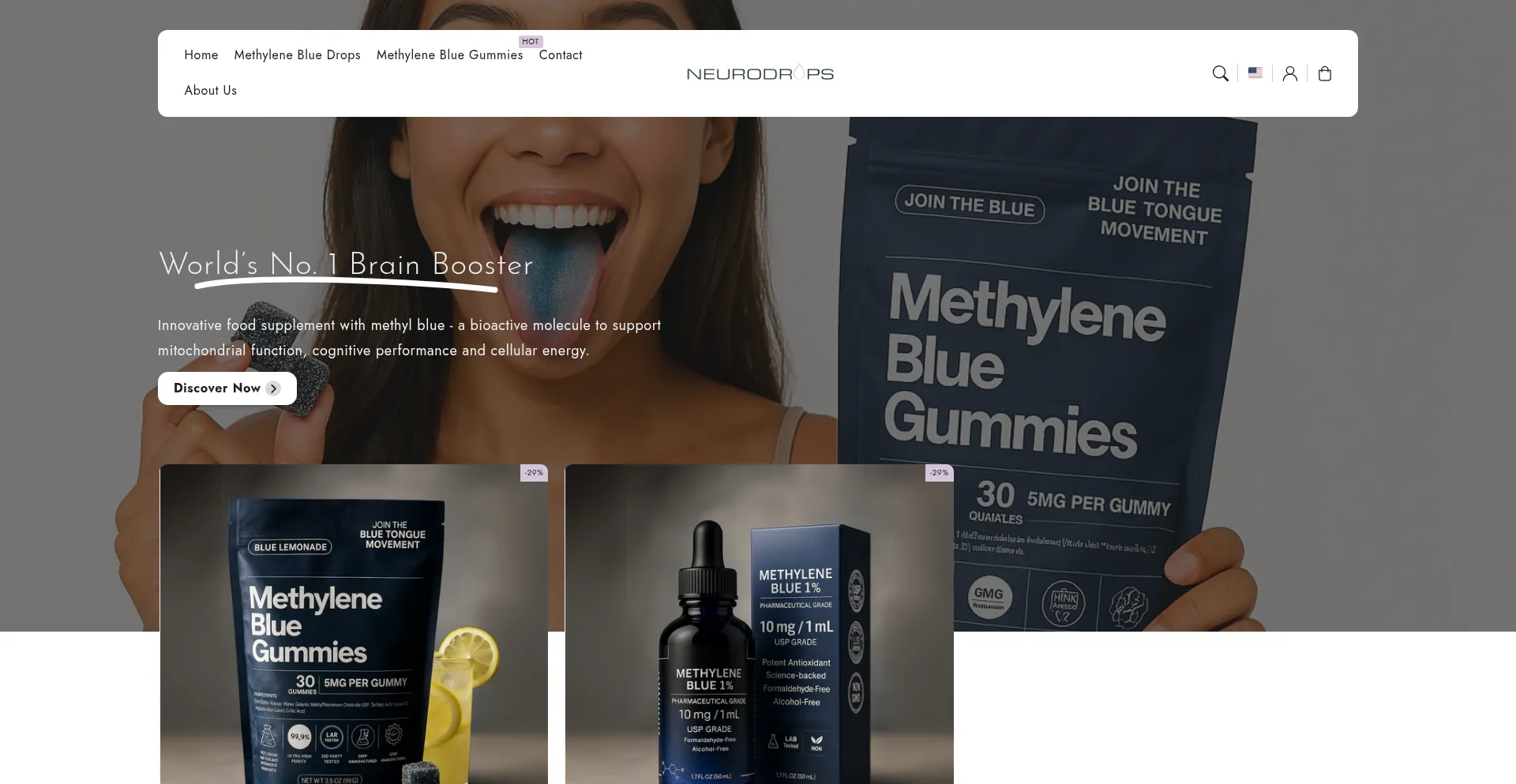 Website screenshot of Neurodrops.shop
