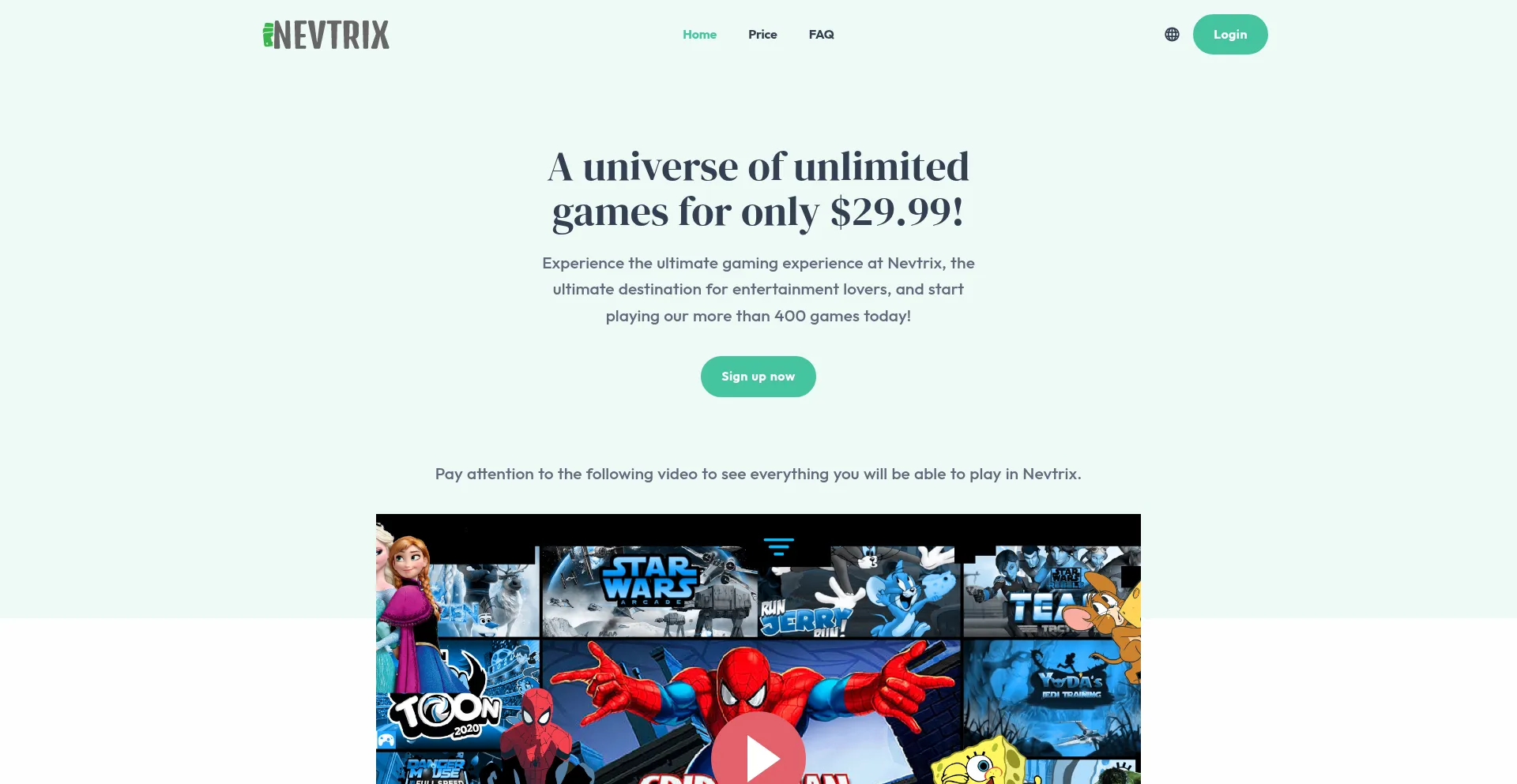 Website screenshot of Nevtrix.com