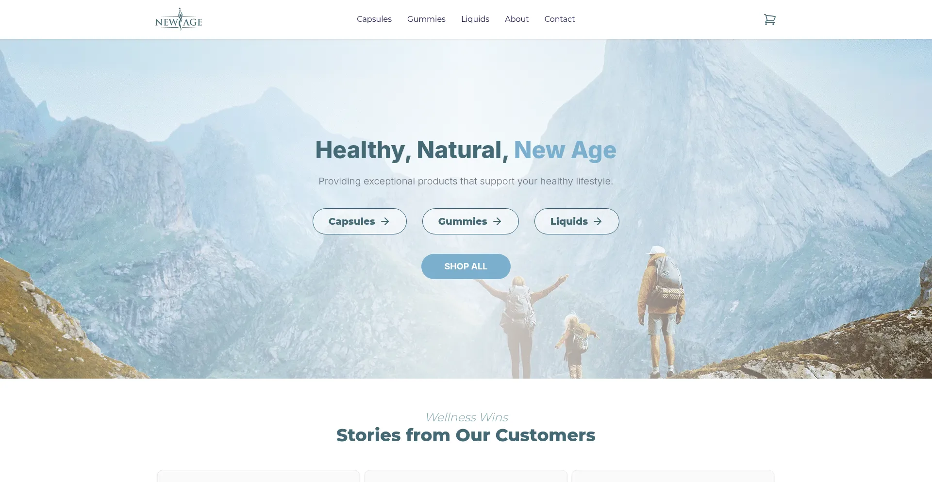 Website screenshot of Newagenatural.com