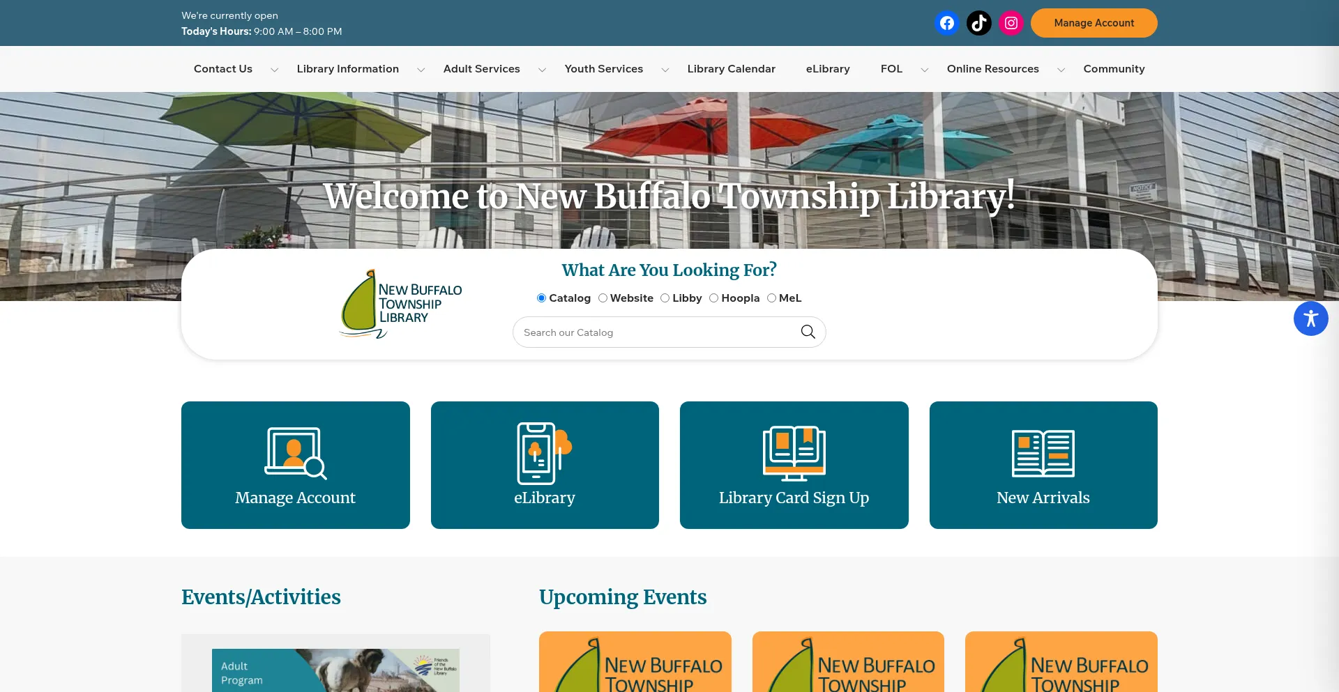 Website screenshot of Newbuffalotownshiplibrary.org