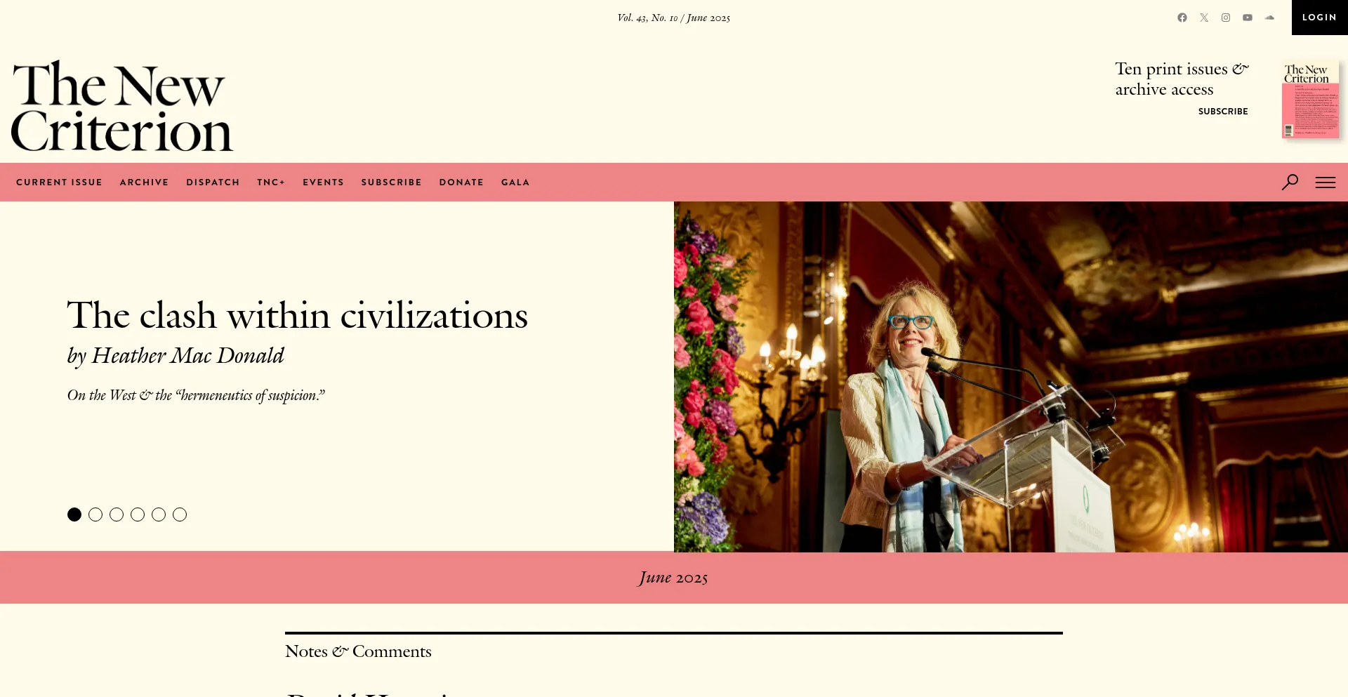 Website screenshot of Newcriterion.com