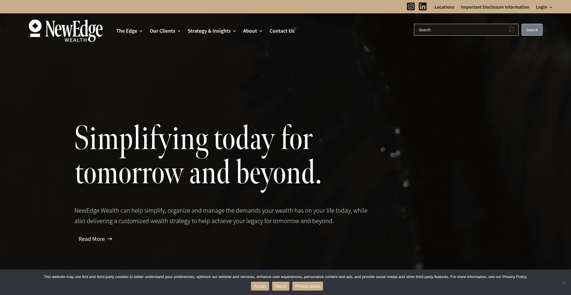 Website screenshot of Newedgewealth.com