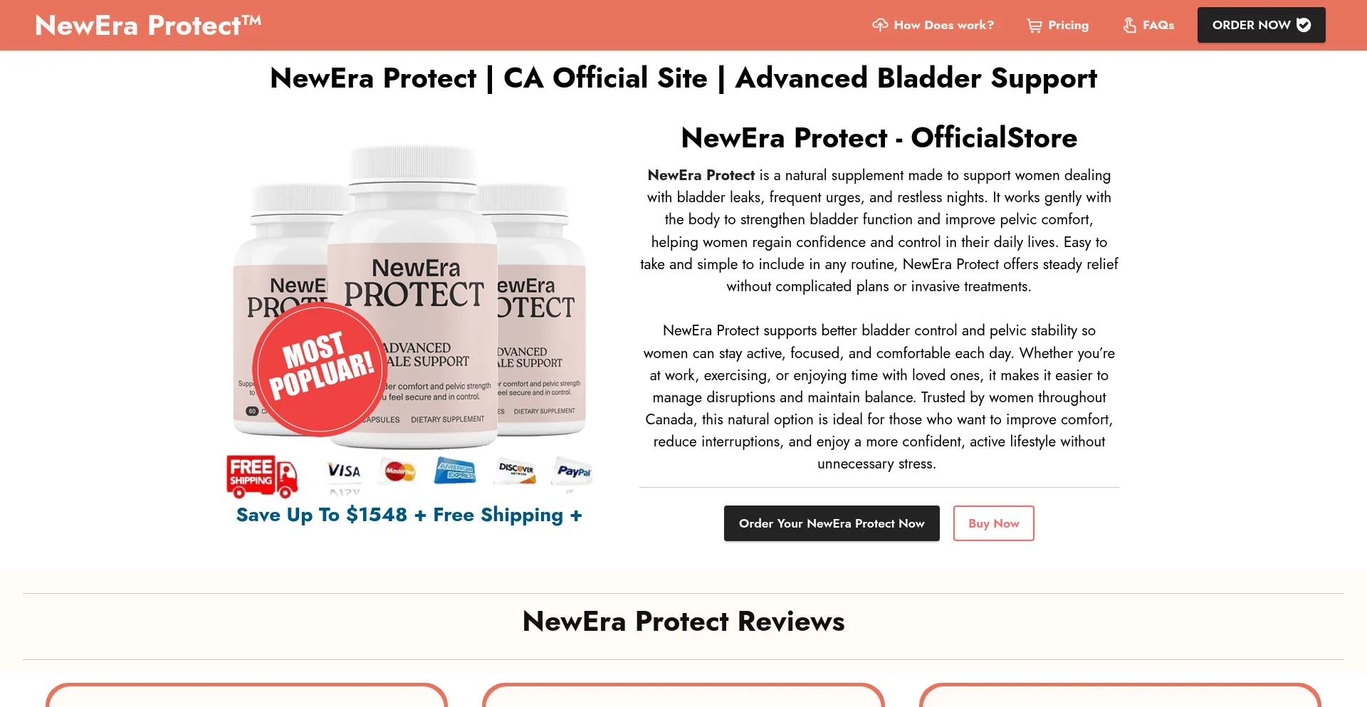 Website screenshot of Neweraprotect.ca