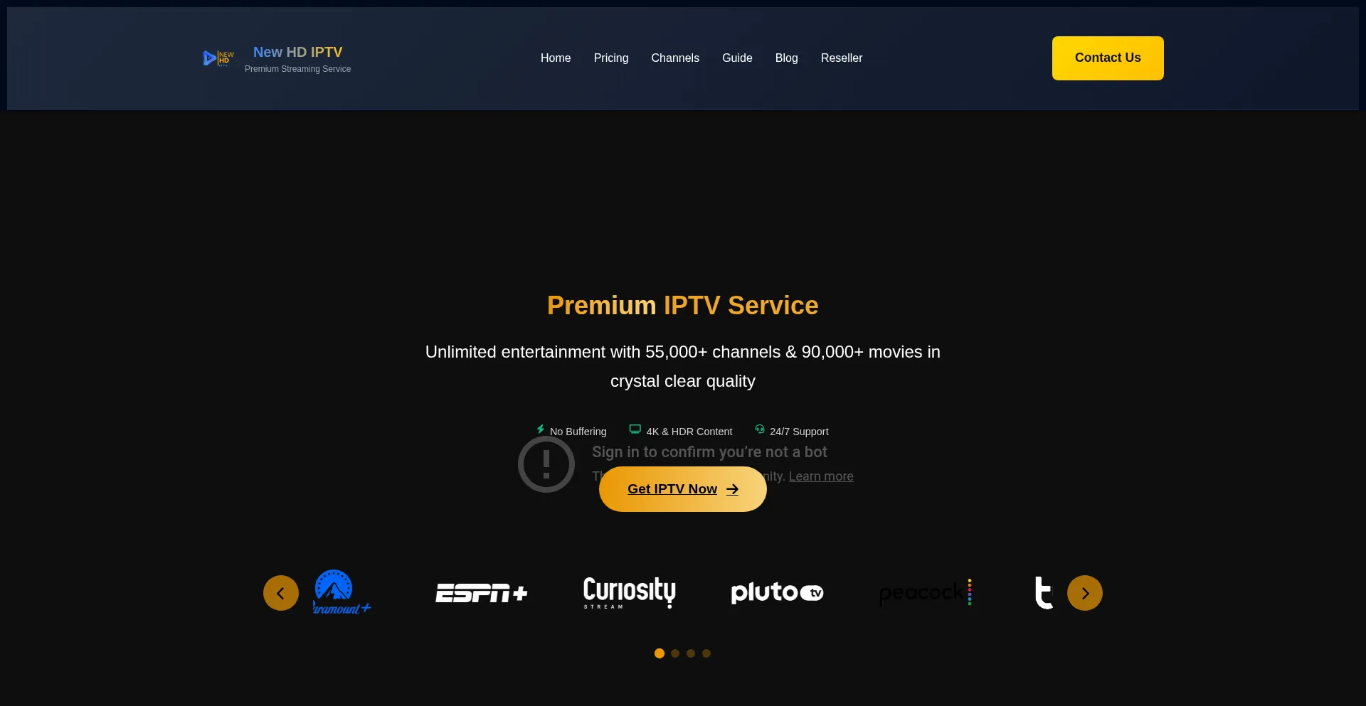 Website screenshot of Newhdiptv.com
