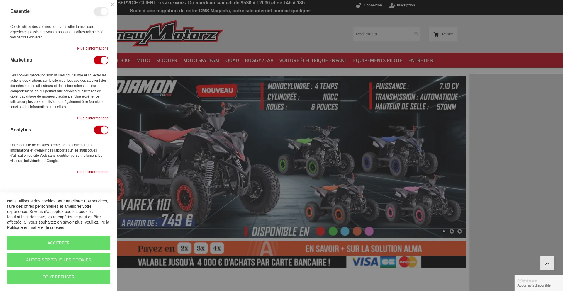 Website screenshot of Newmotorz.com