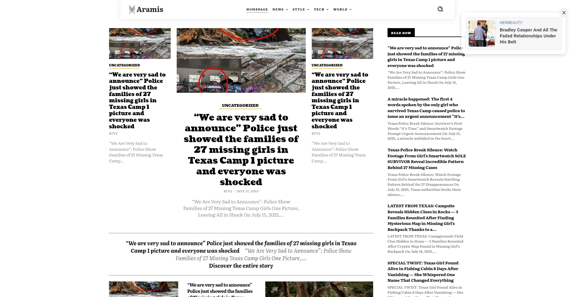 Website screenshot of Newstoday21.com