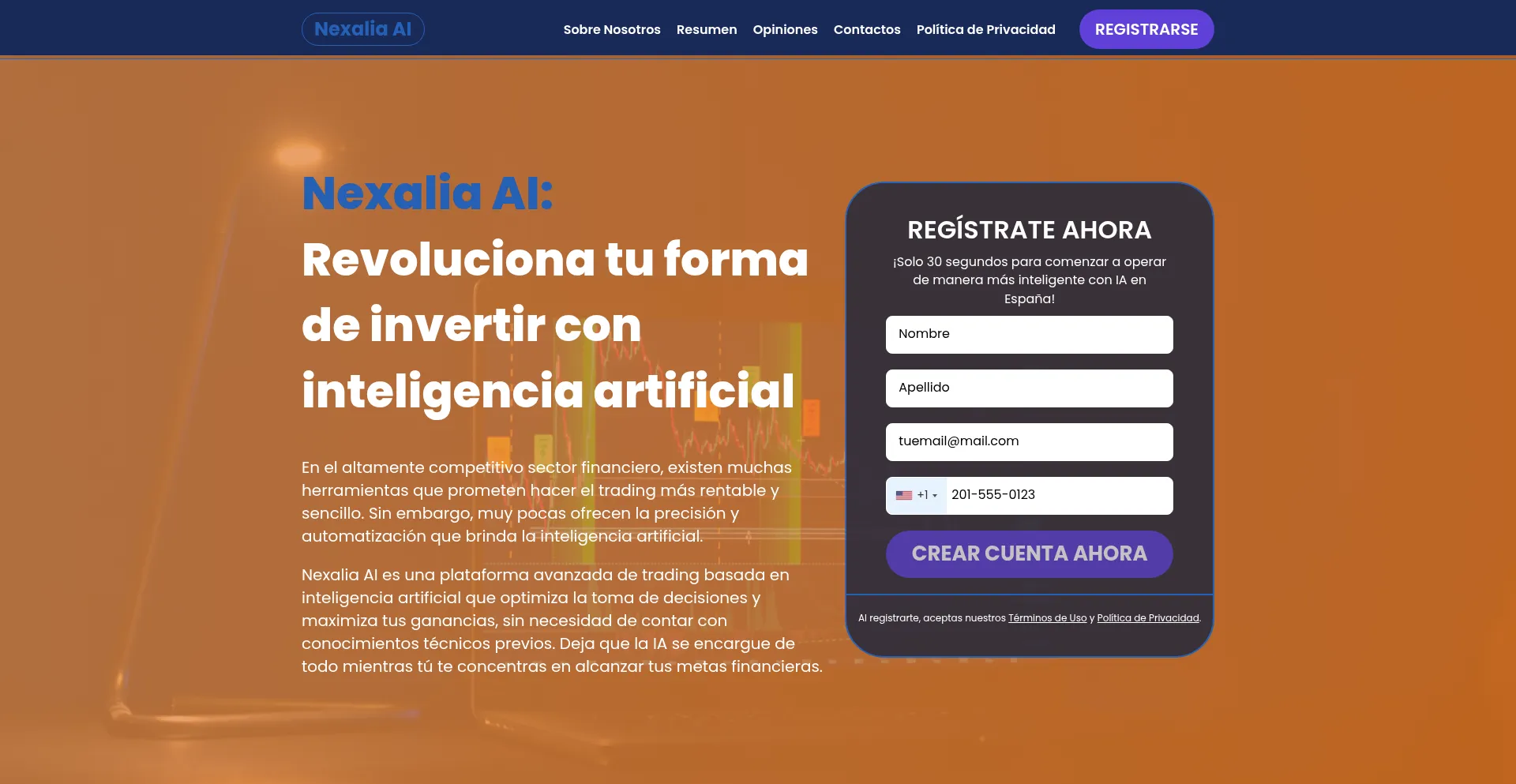 Website screenshot of Nexalia-ai.com