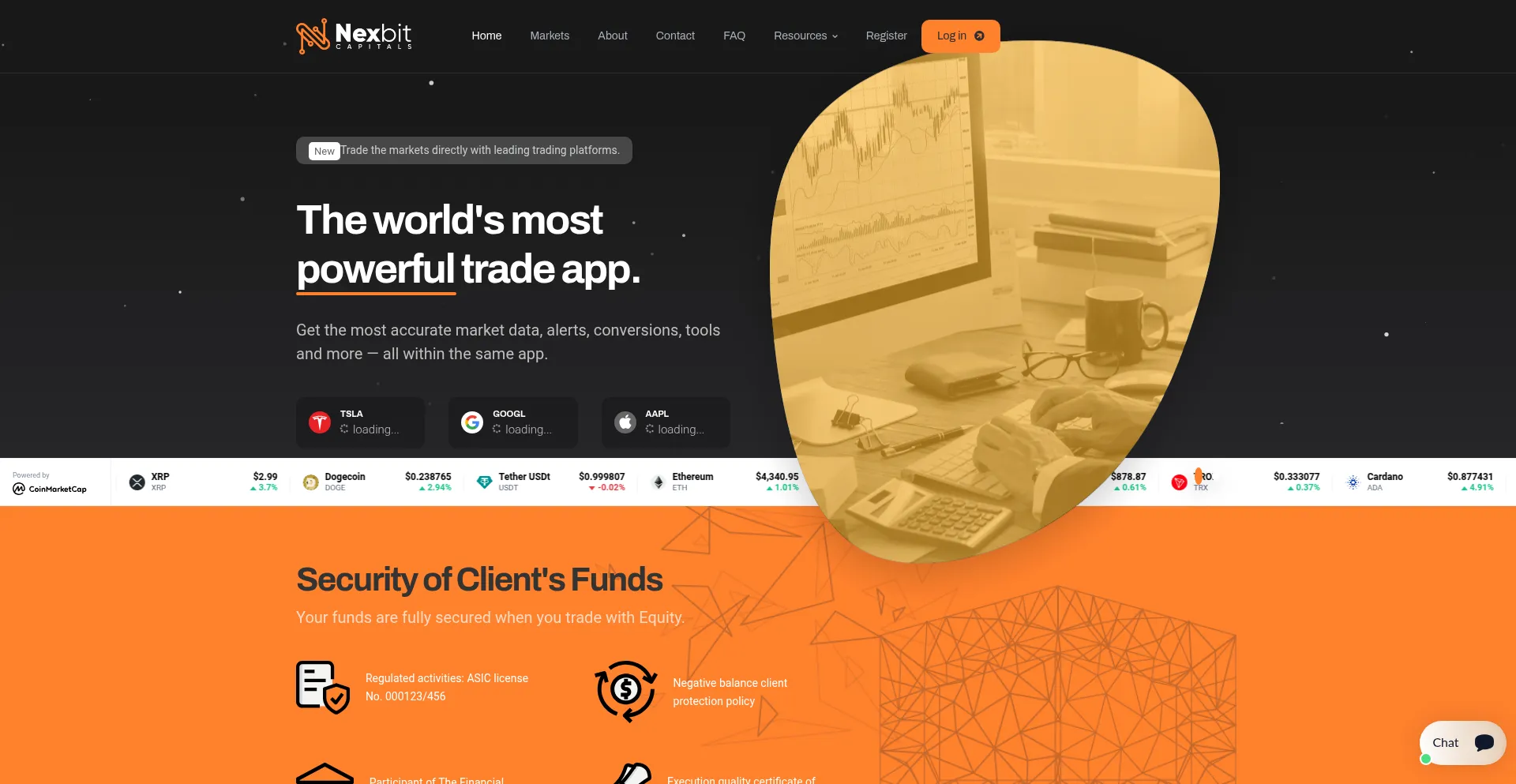 Website screenshot of Nexbitcapitals.com