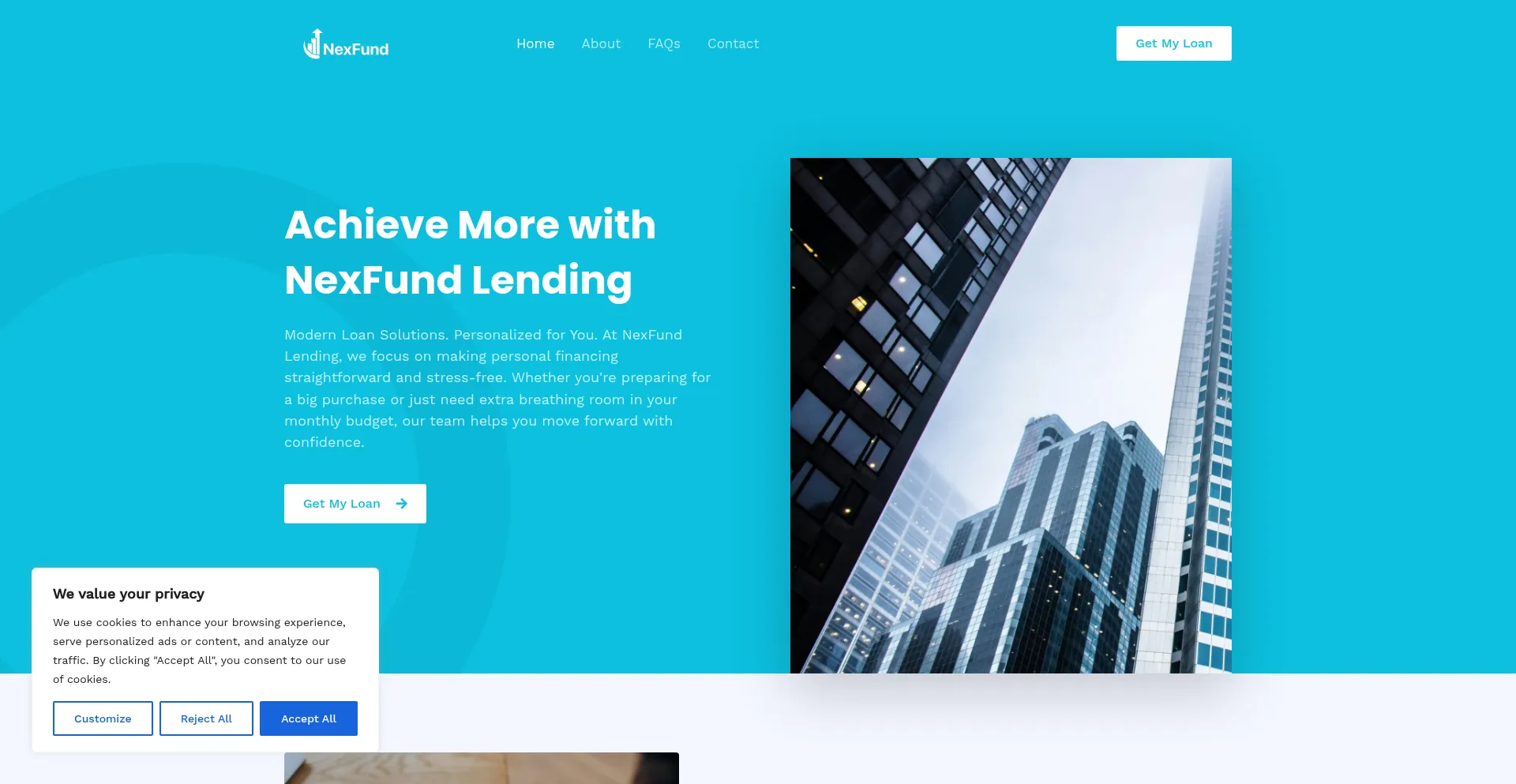 Website screenshot of Nexfundlending.com