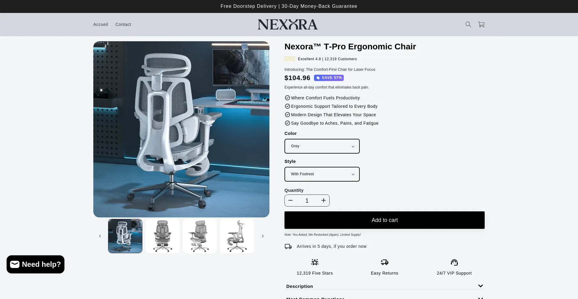 Website screenshot of Nexoraliving.com