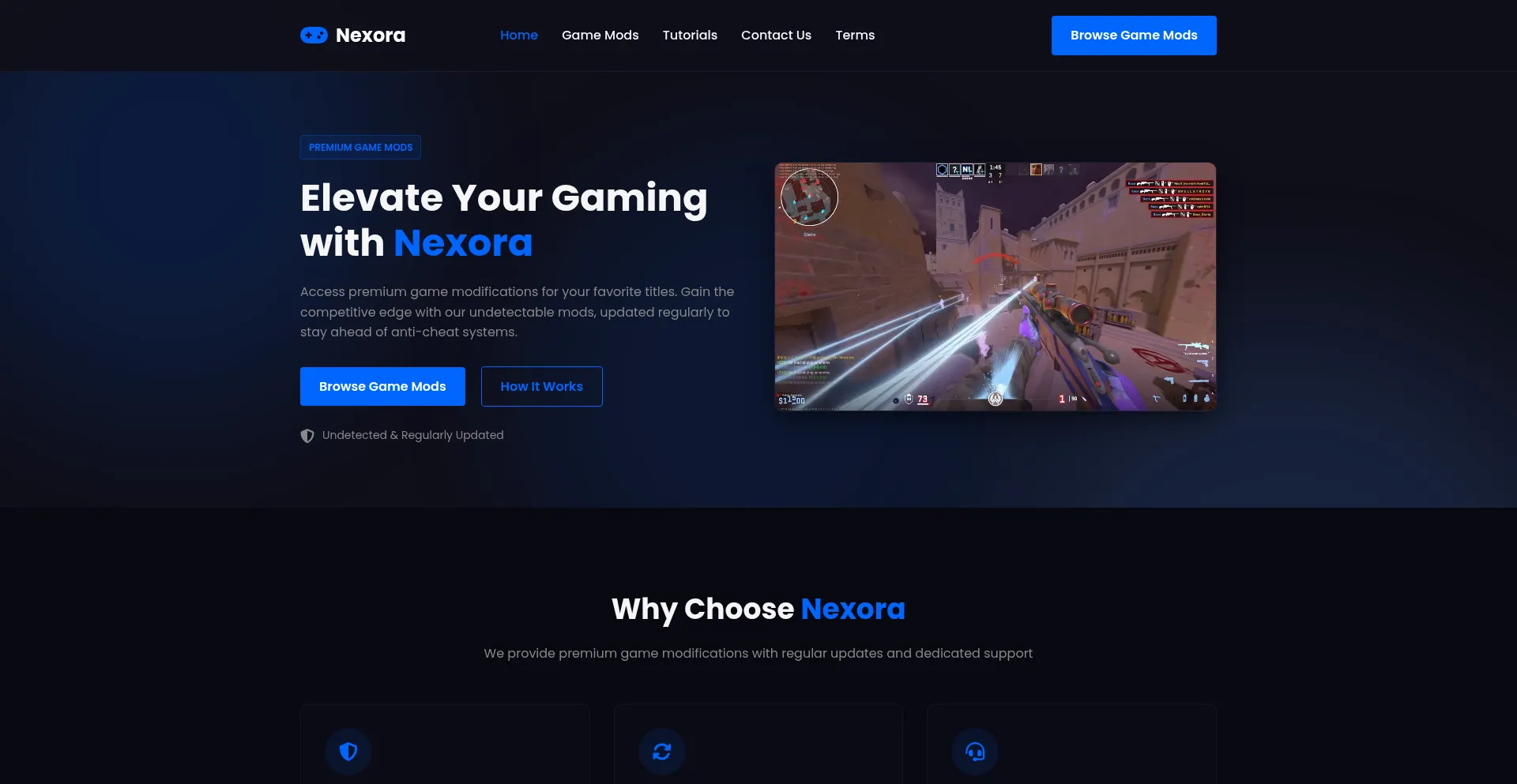 Website screenshot of Nexoravisions.com