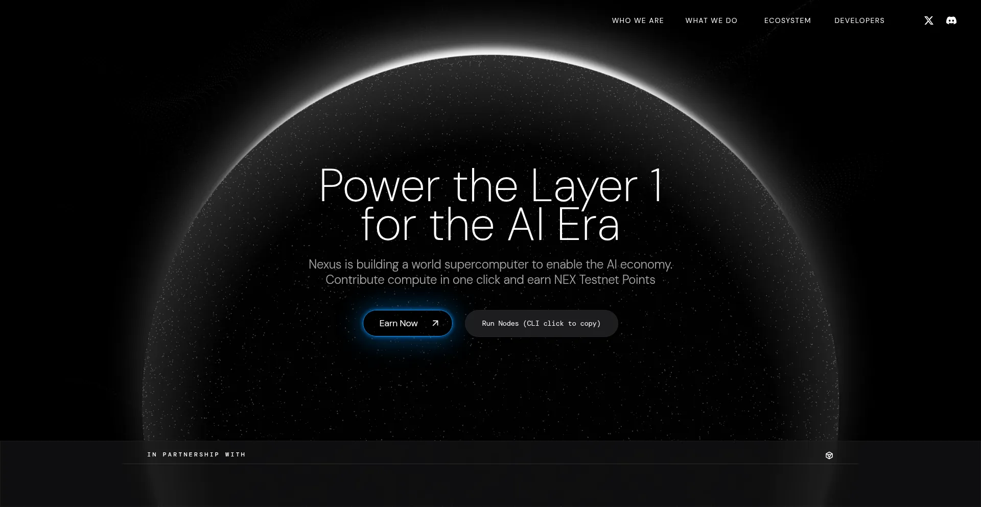 Website screenshot of Nexus.xyz