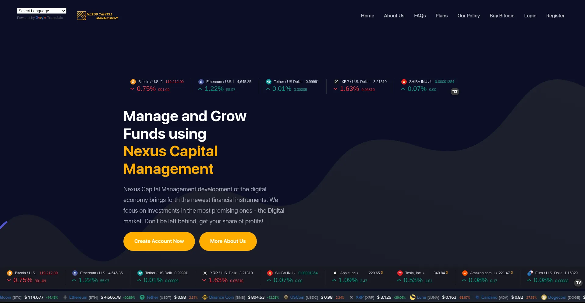 Website screenshot of Nexuscapitalmgt.com