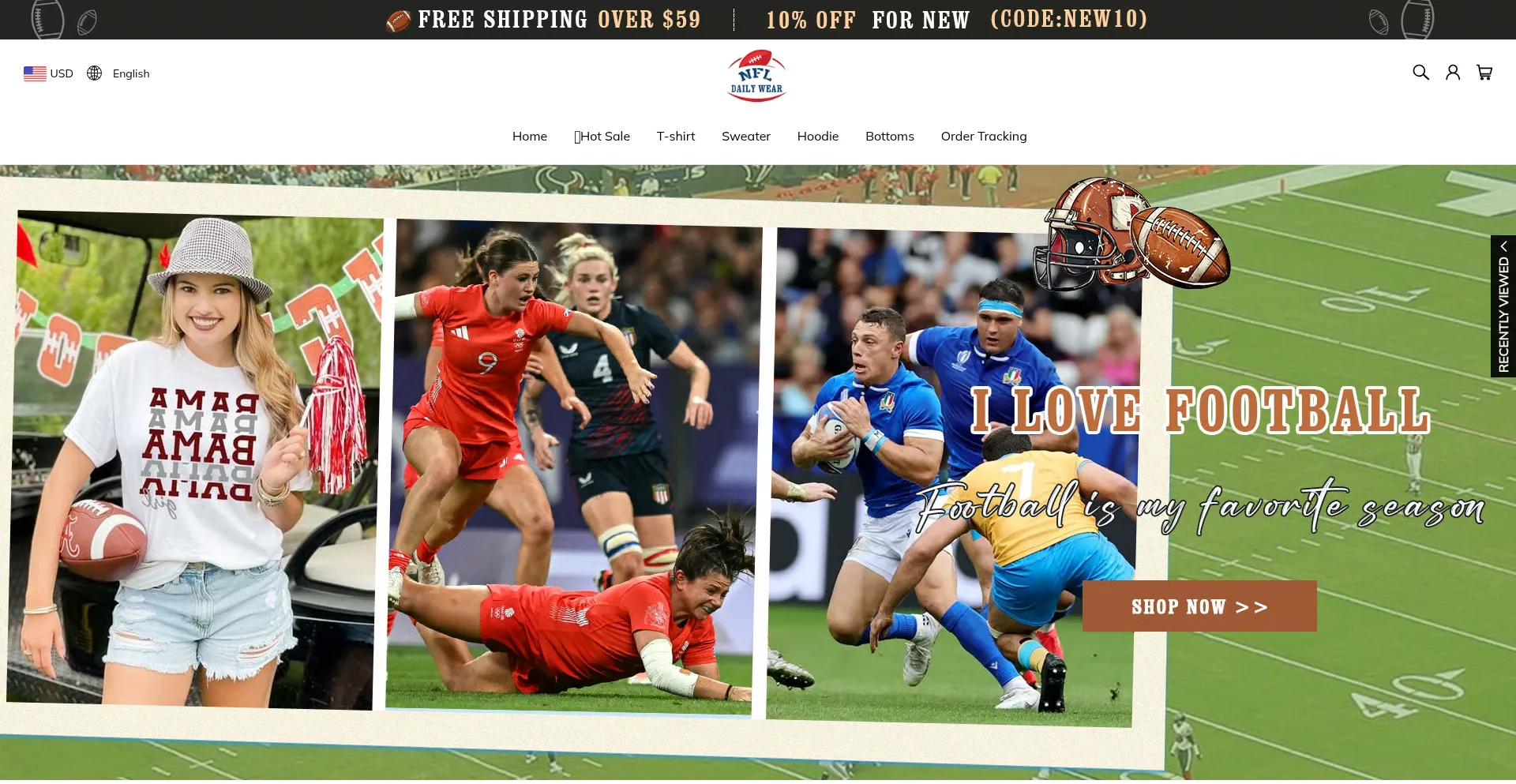 Website screenshot of Nfldailywear.com