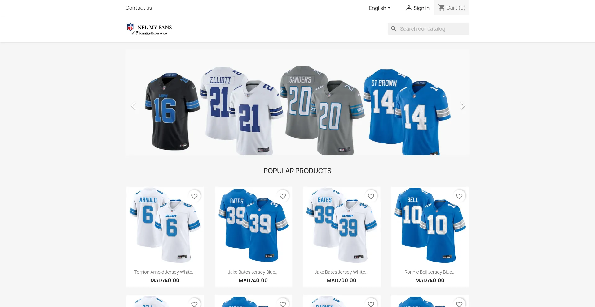 Website screenshot of Nflmyfans.shop