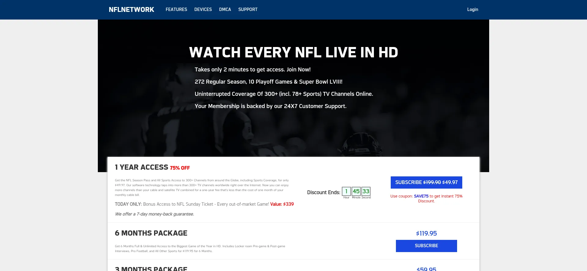 Website screenshot of Nfltv.site