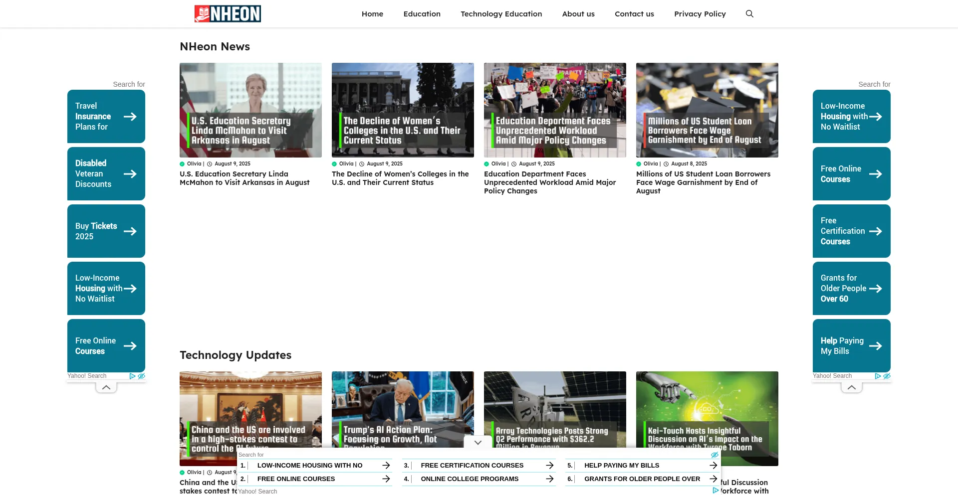 Website screenshot of Nheon.org