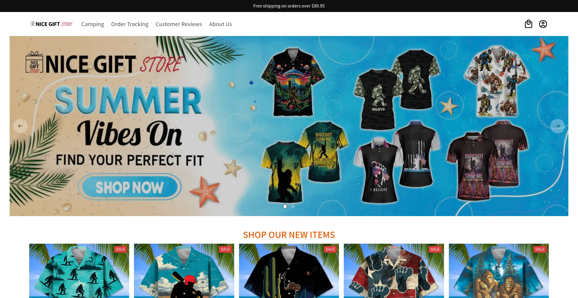 Website screenshot of Nicegiftshop.net