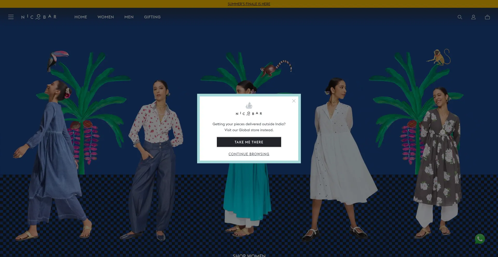 Website screenshot of Nicobar.com