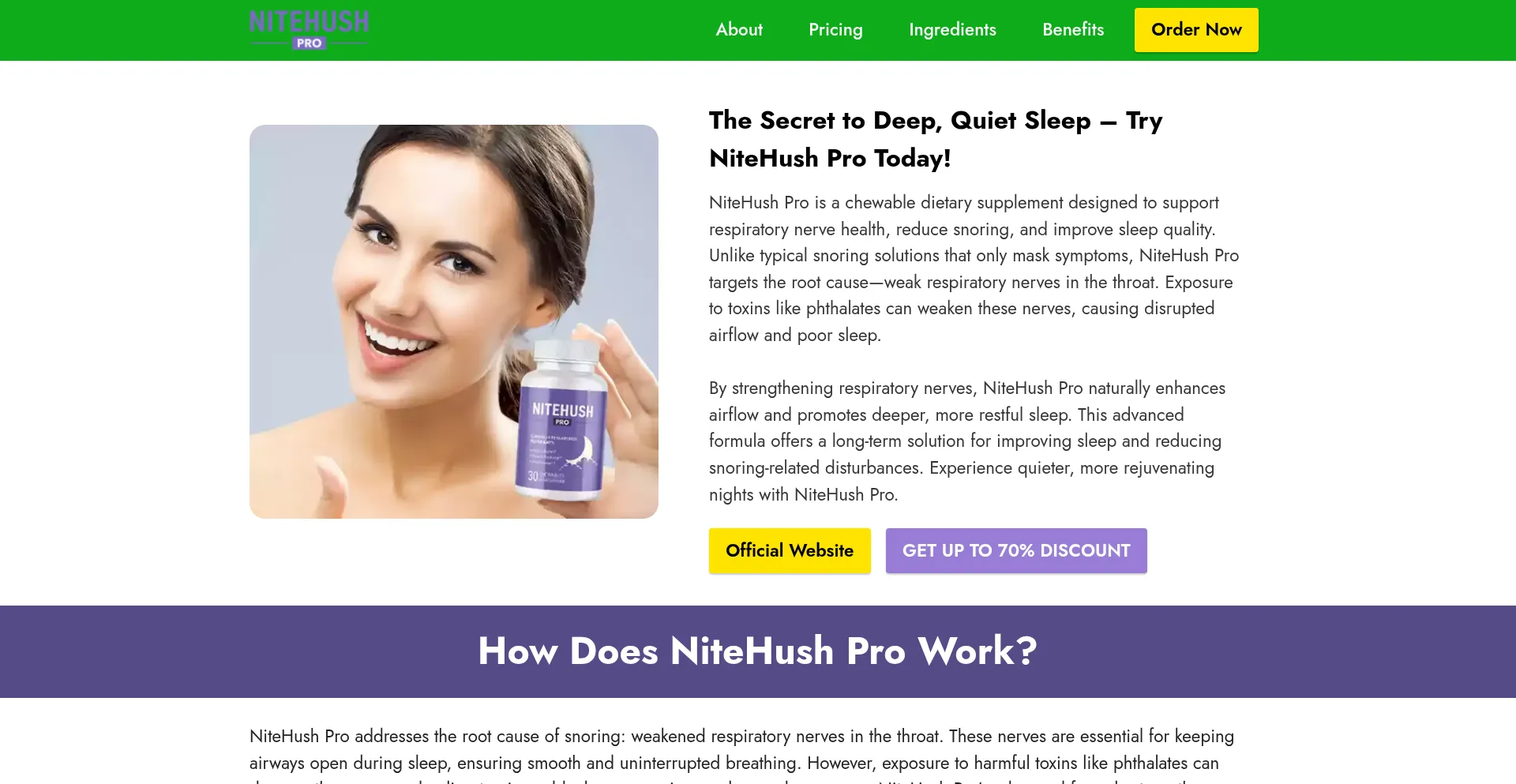 Website screenshot of Nightehushpro.com