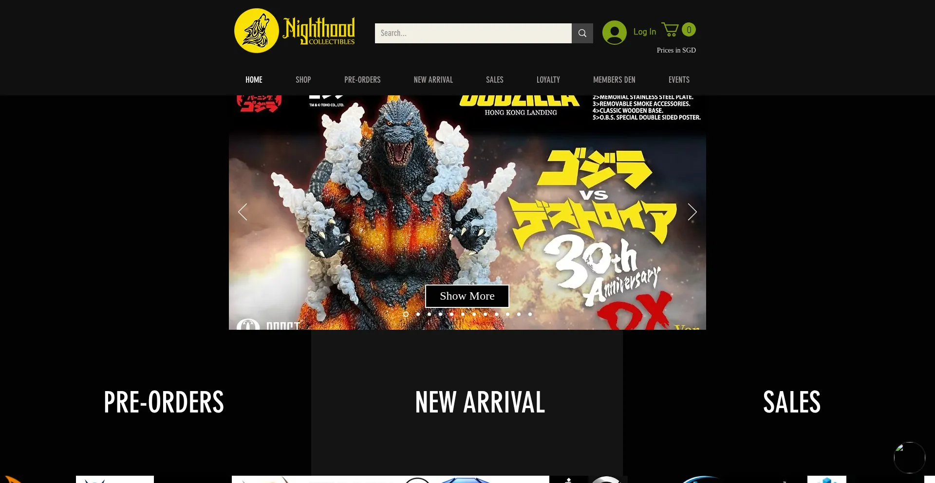 Website screenshot of Nighthoodcollectibles.com