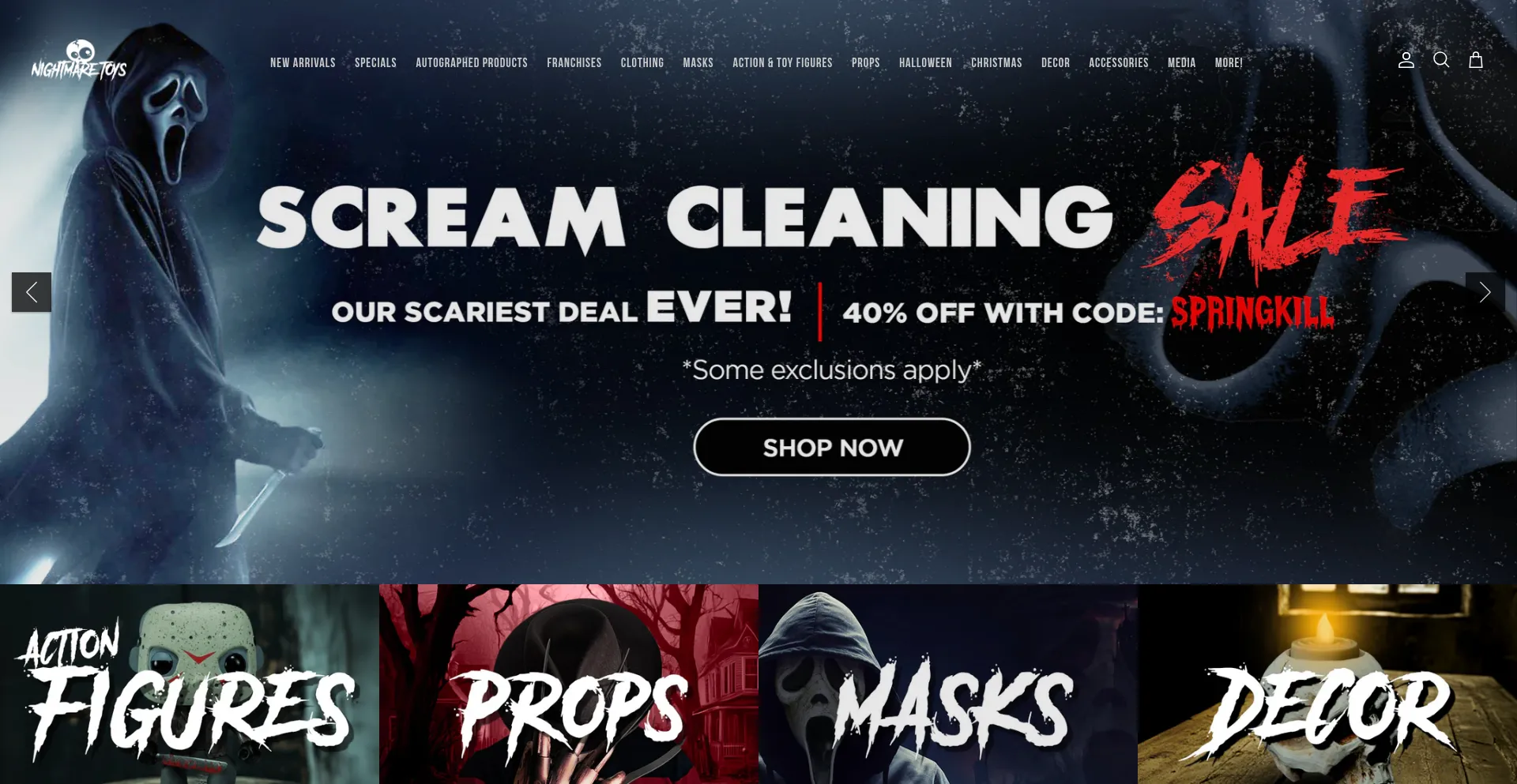 Website screenshot of Nightmaretoys.com