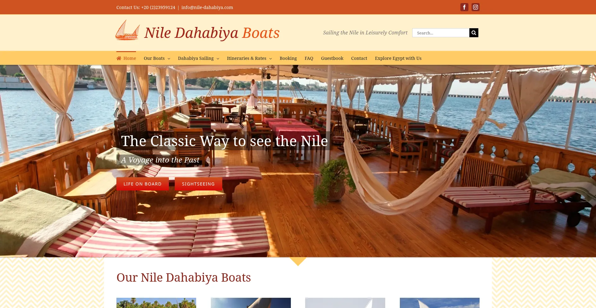 Website screenshot of Nile-dahabiya.com