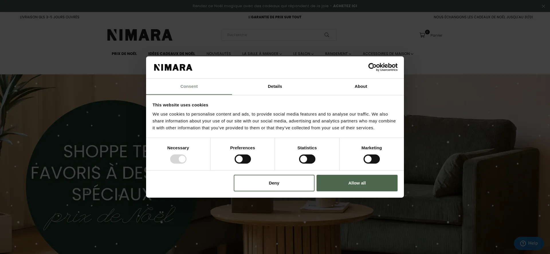 Website screenshot of Nimara.fr