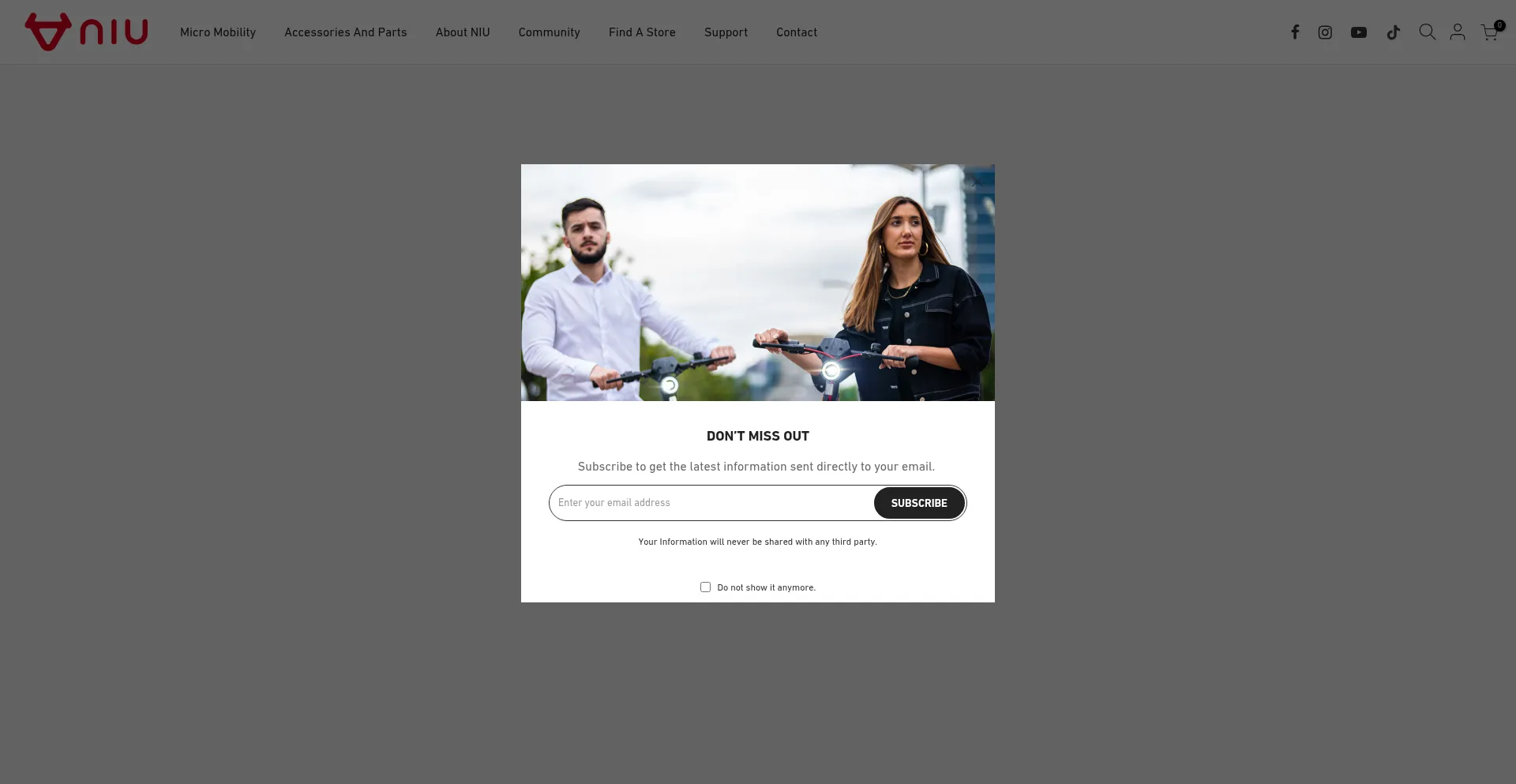 Website screenshot of Niu-mobility.com.au