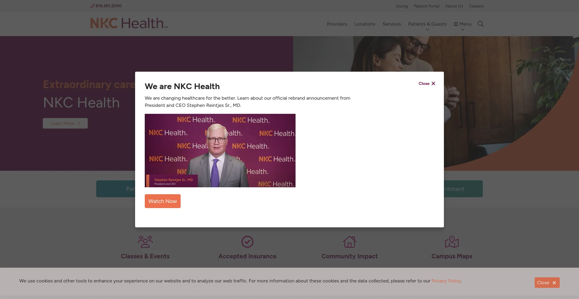 Website screenshot of Nkchealth.org