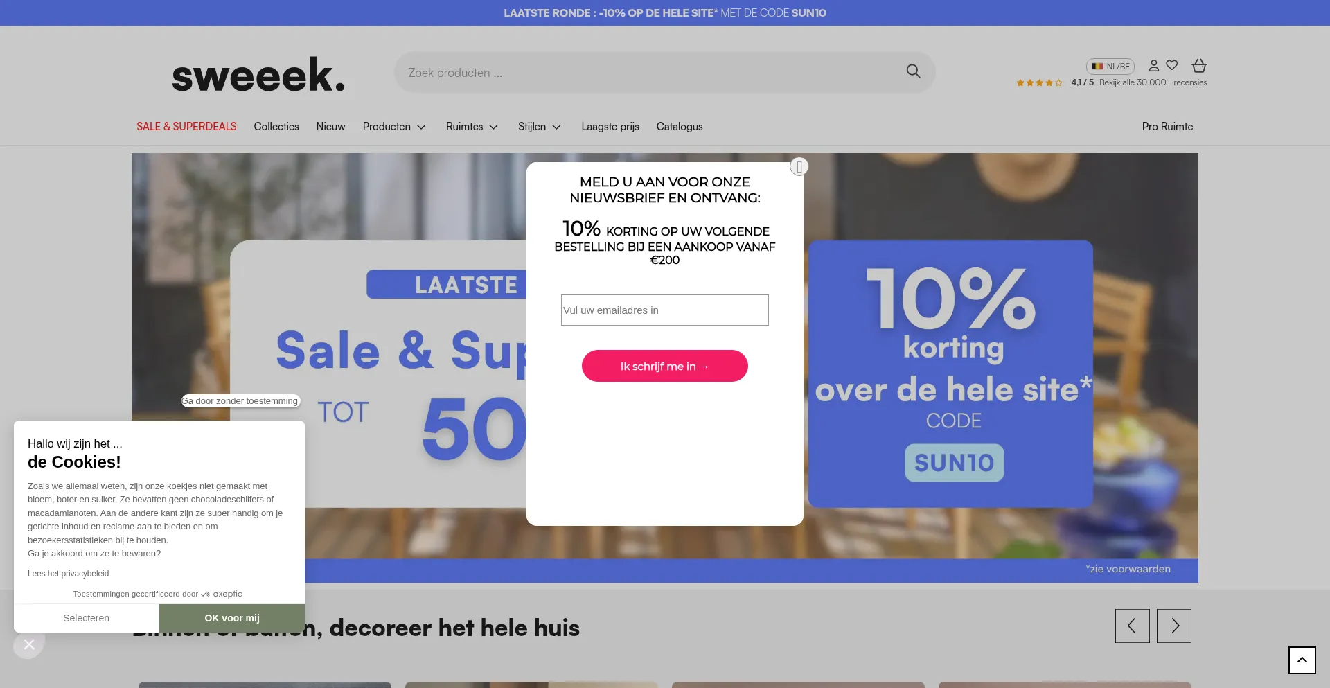 Website screenshot of Nl.sweeek.be