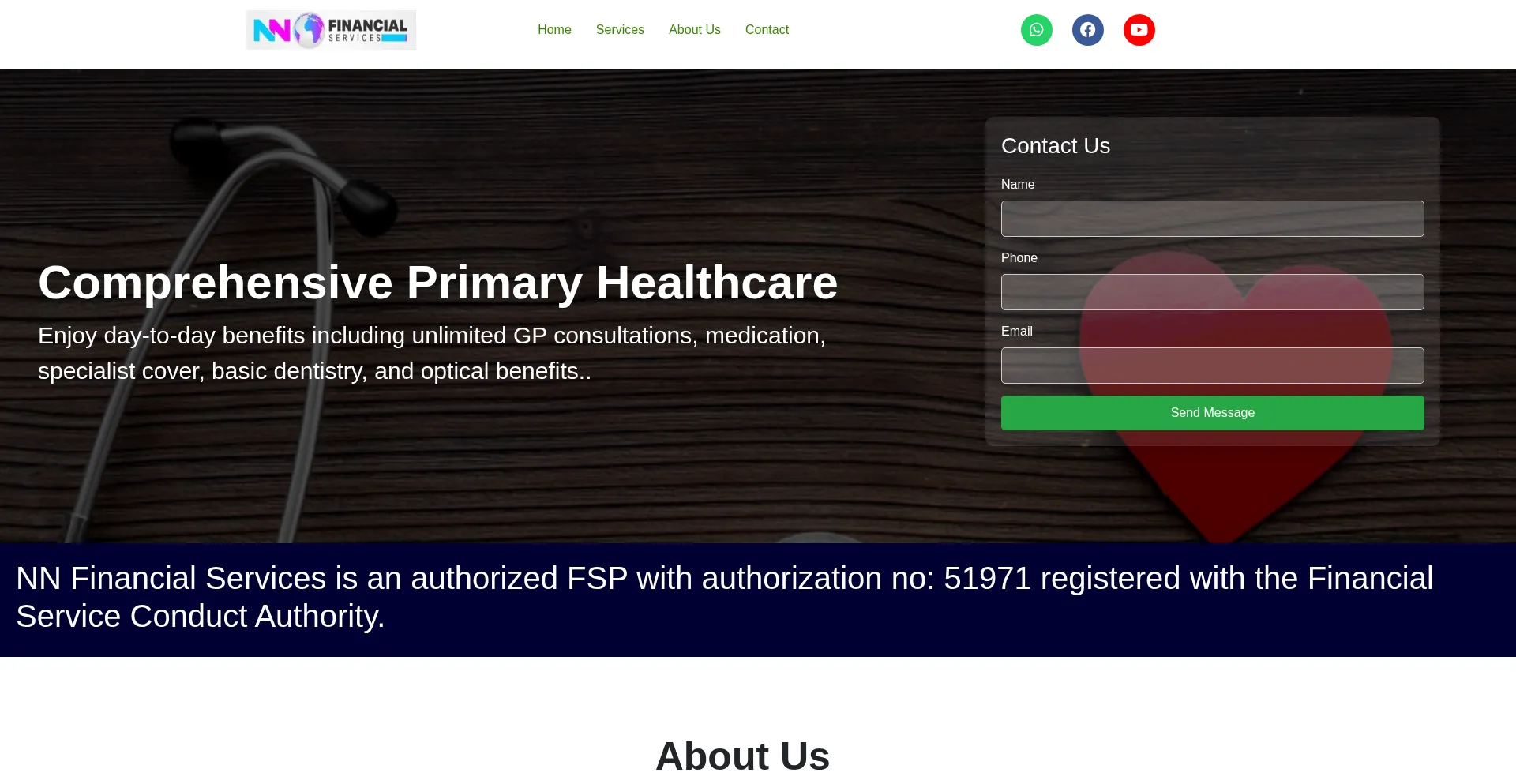 Website screenshot of Nnfs.co.za