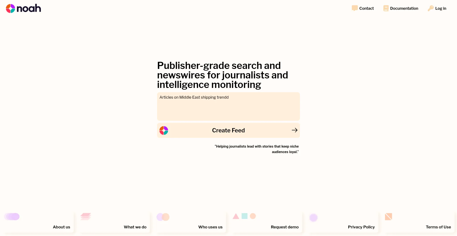 Website screenshot of Noahwire.com