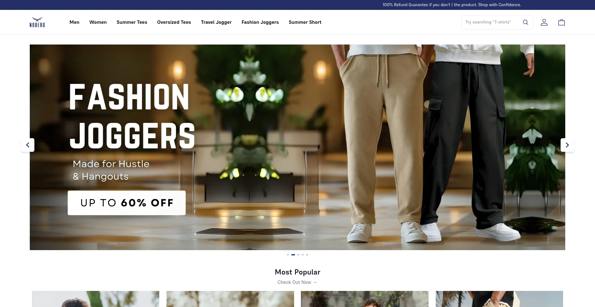 Website screenshot of Nobero.com