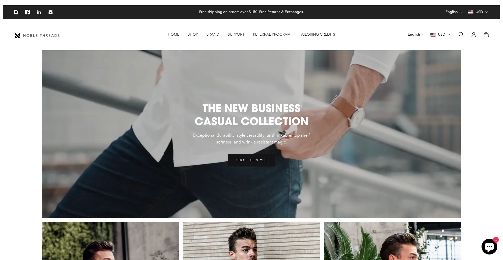 Website screenshot of Noblethreads.com