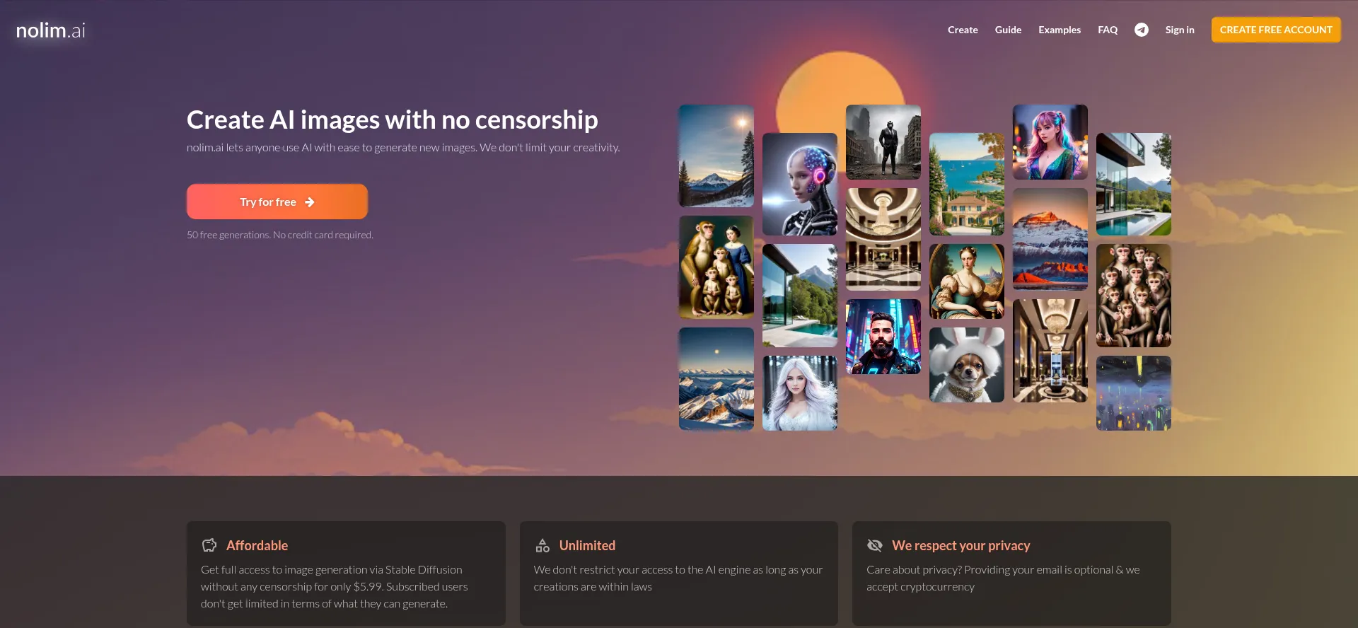 Website screenshot of Nolim.ai