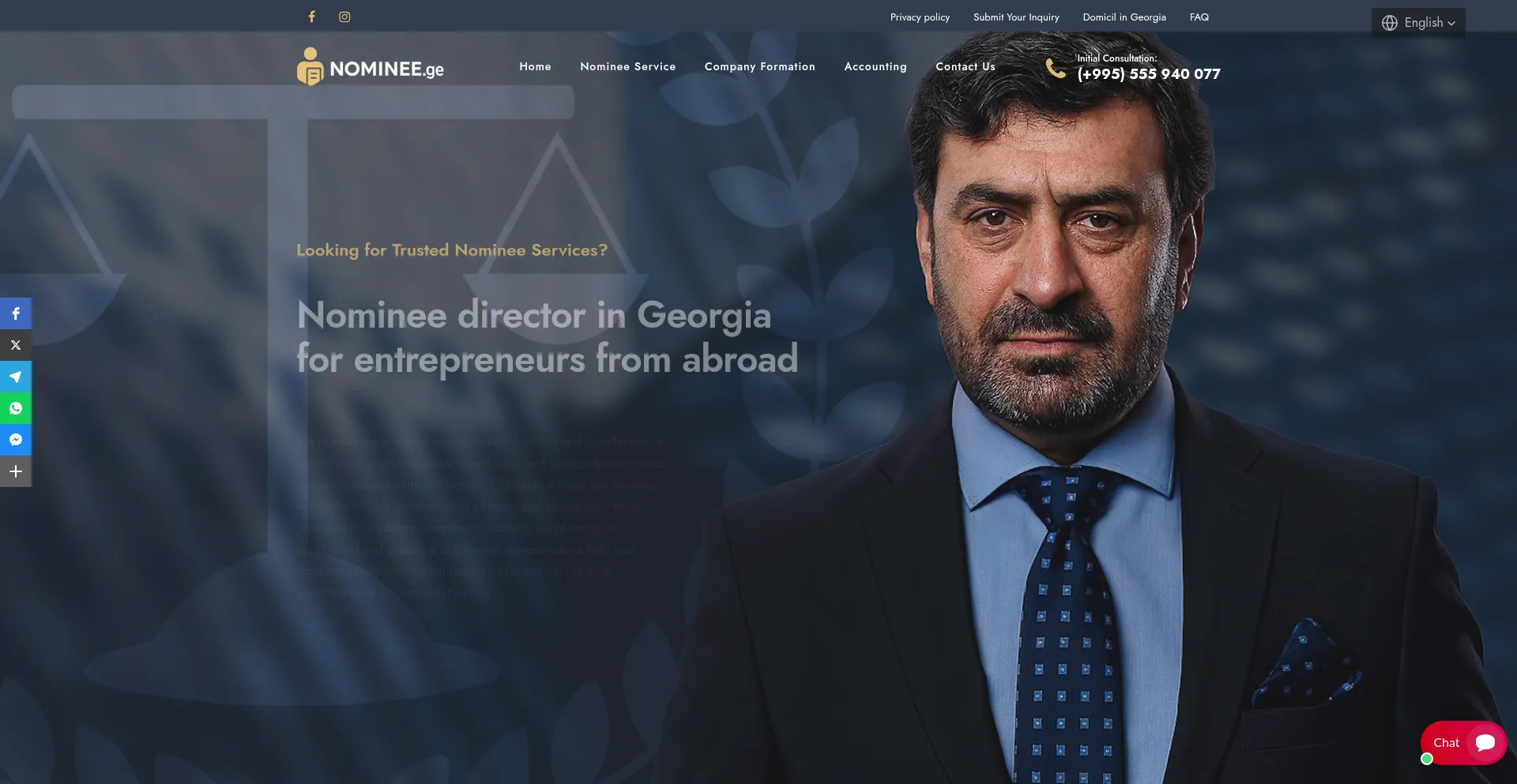 Website screenshot of Nominee.ge