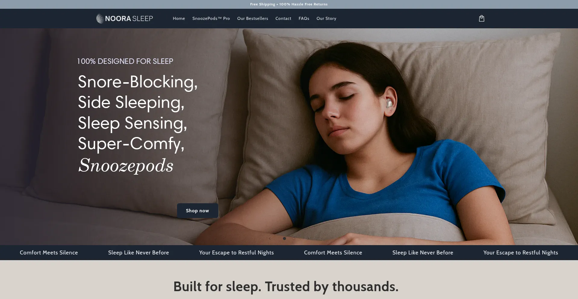 Website screenshot of Noorasleep.com