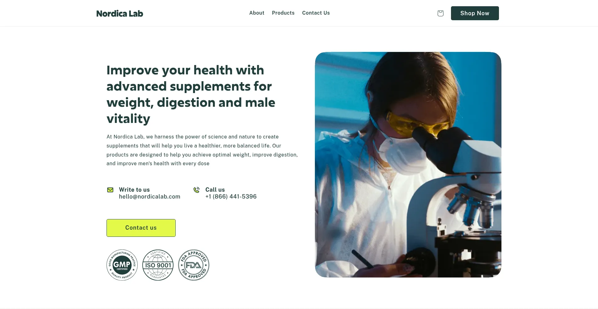 Website screenshot of Nordicalab.com