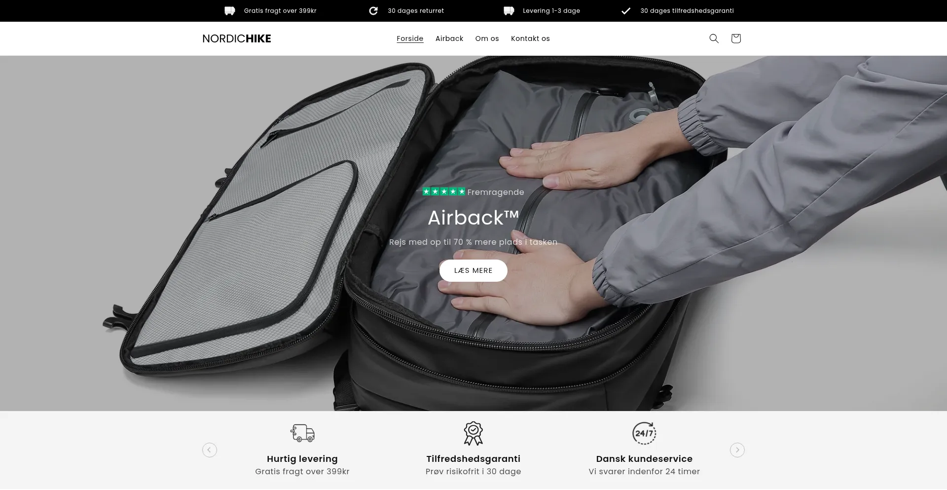 Website screenshot of Nordichike.dk