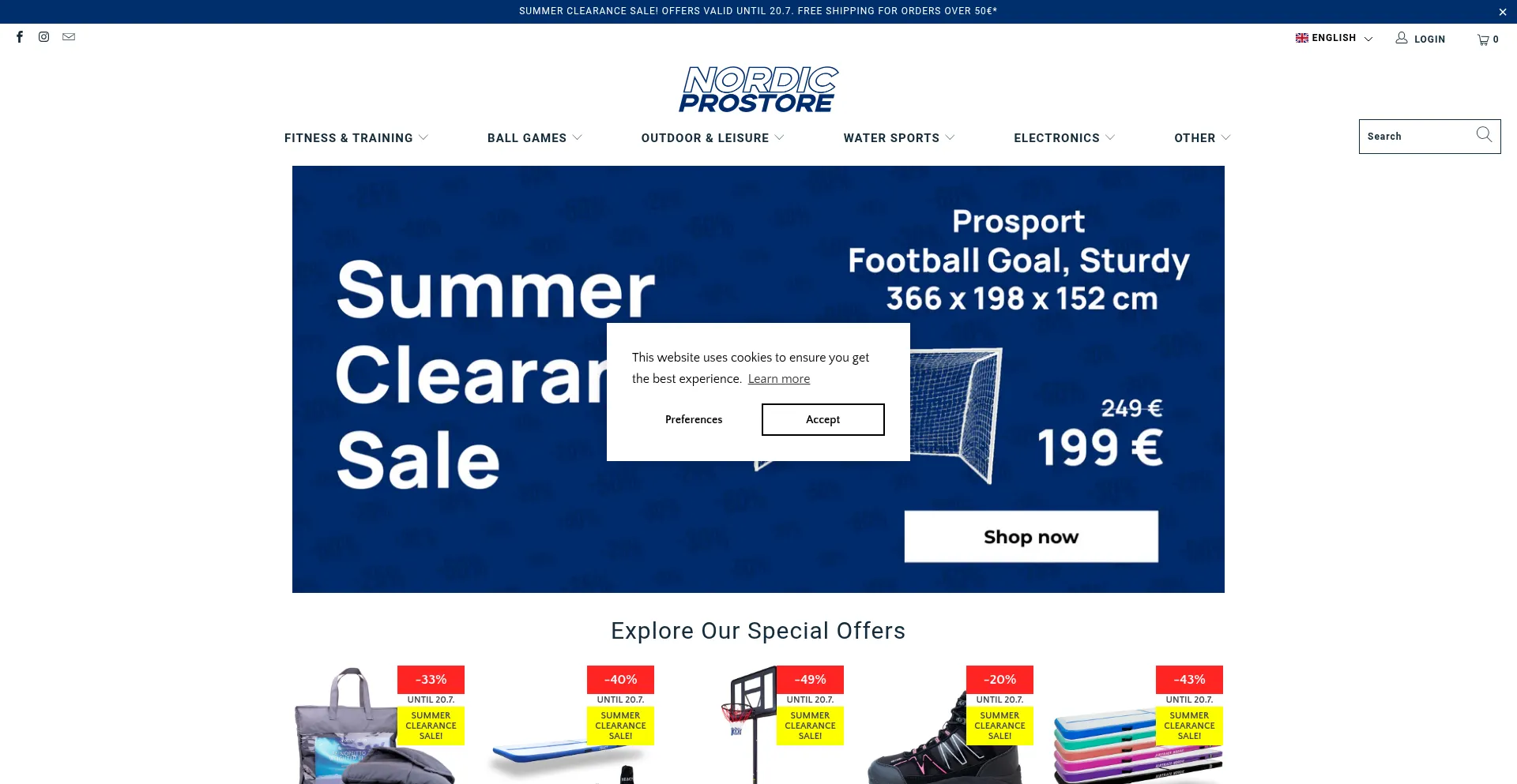 Website screenshot of Nordicprostore.com