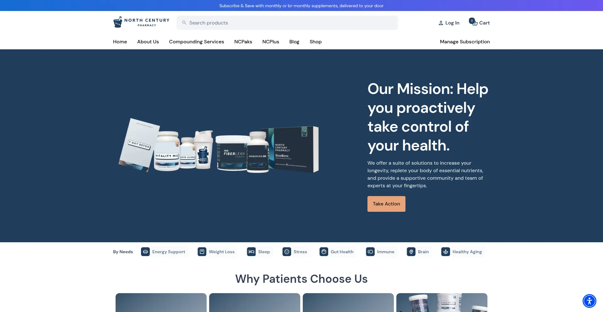 Website screenshot of Northcenturypharmacy.com