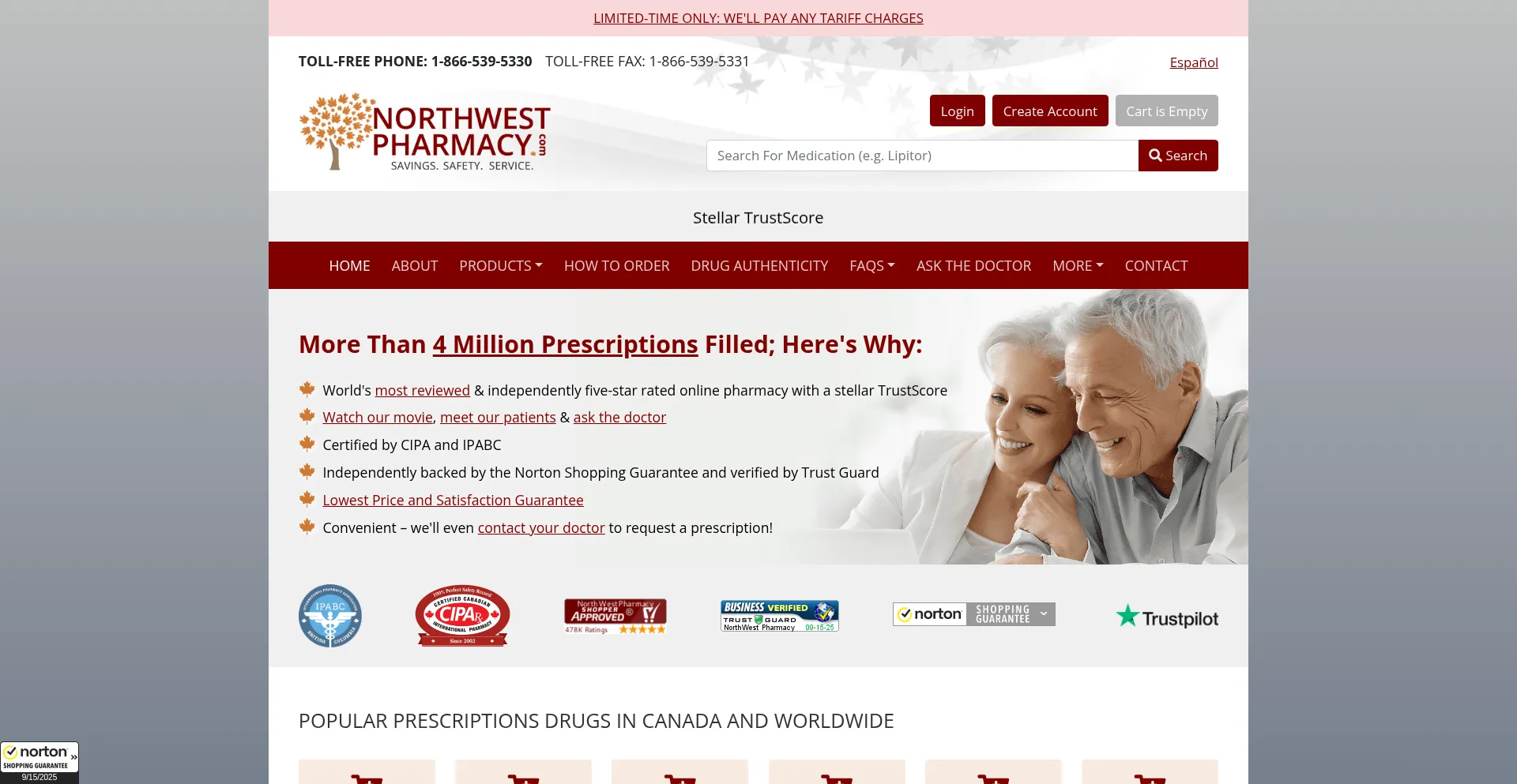 ¿És Seguro y Confiable Northwestpharmacy.com?